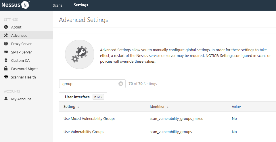  Nessus Advanced Settings 