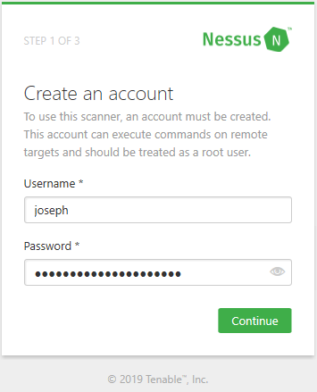  Creating a Nessus account 