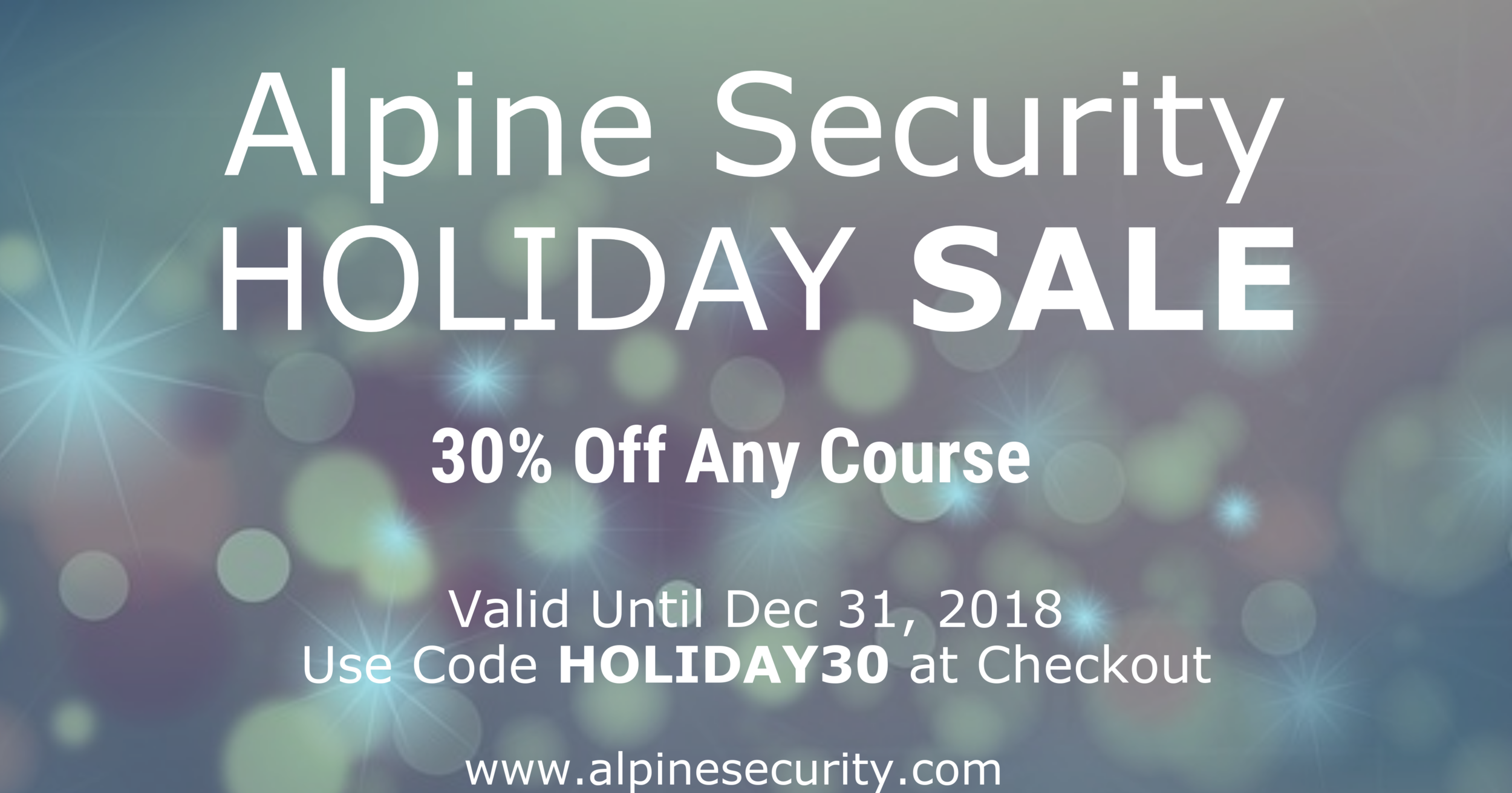  Alpine Security’s 2018 Holiday Sale on Cybersecurity Certification Training 