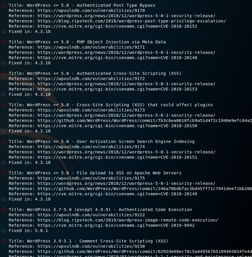 WPSCAN is a WordPress vulnerability scanner.