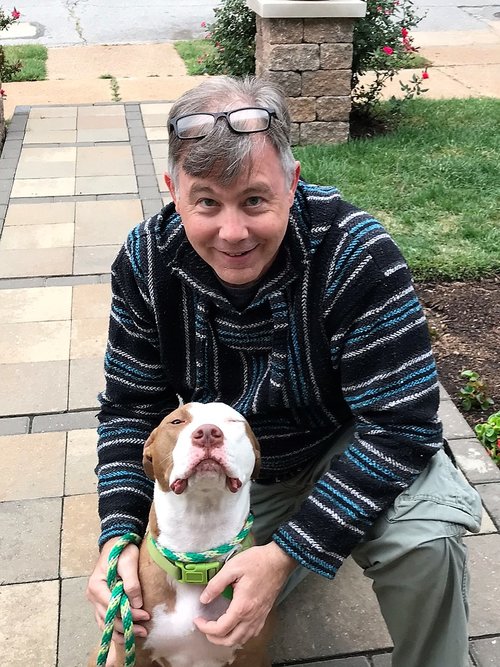  Michael with his foster pit bull, Toby 